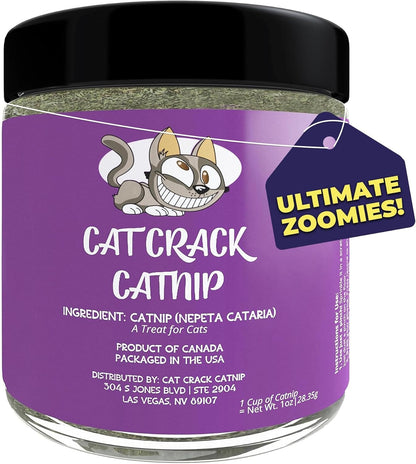 Cat Crack Catnip, Zoomie-Inducing Cat Nip, 100% Natural North American Made | 100% Natural, Safe & Non-Addictive Catnip Treats Used to Supplement Cat Nip Toys, Spray, & Accessories (1 Cup)1