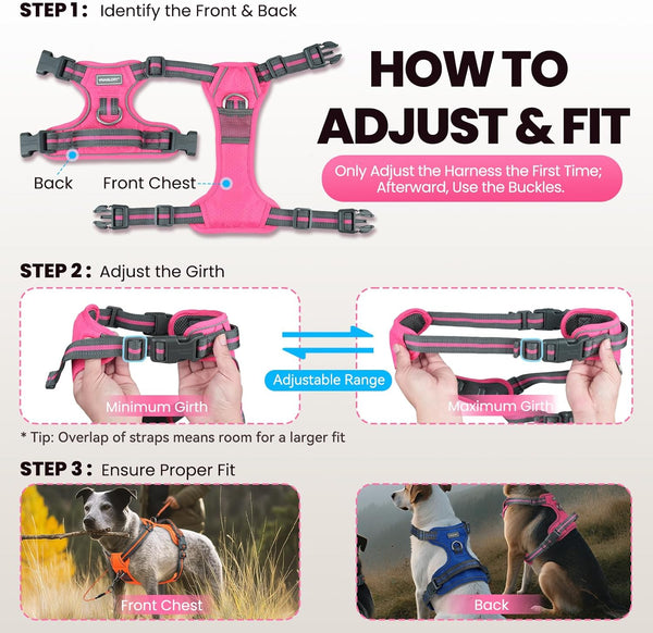 VIVAGLORY No Pull Dog Harness Vest Harness, L, Orange - Patterned | with Handle Front and Back Clip for Training & Pulling, No Pull & Escape Proof Padded Adjustable for Pet Puppy6