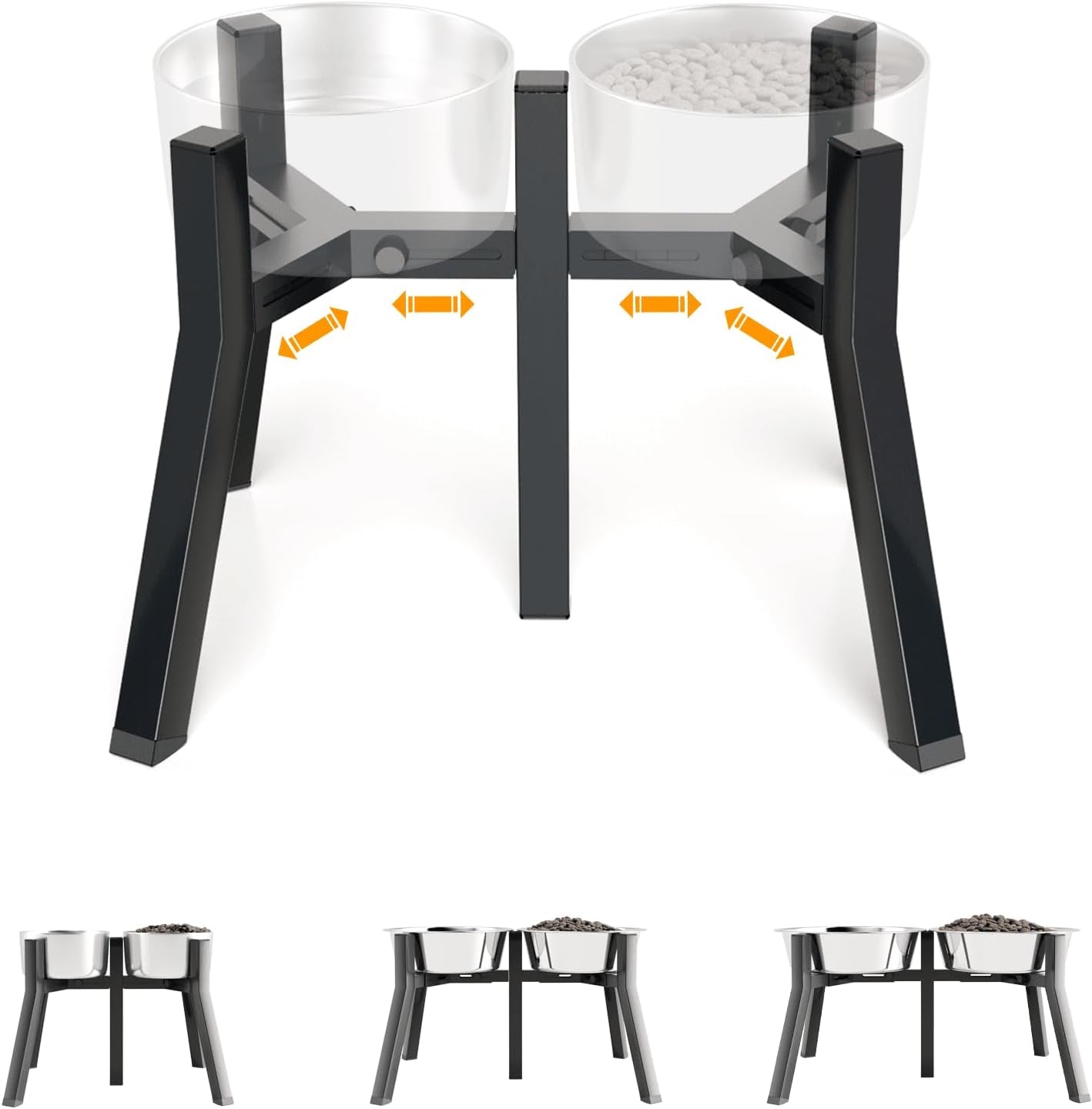 dog-bowl-stand-for-medium-large-dogs-adjustable-width-elevated-dog-bowls-7-10-6-raised-dog-food-water-bowls-11-inch-tall-single-holder-black-bowl-not-included