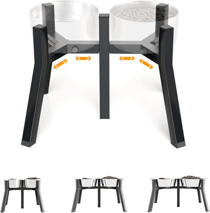 Dog Bowl Stand for Medium Large Dogs, Adjustable Width Elevated Dog Bowls 7-10.6", Raised Dog Food Water Bowls, 11 Inch Tall Single Holder, Black,Bowl Not Included8