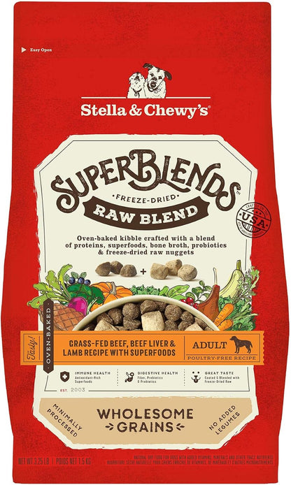 Stella & Chewy'S Superblends Raw Blend Wholesome Grains Grass-Fed Beef, Beef Liver & Lamb Recipe with Superfoods, 3.25 Lb. Bag1