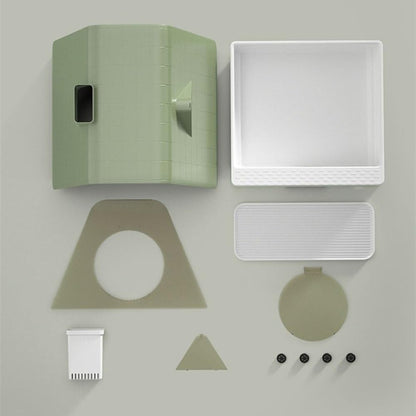 Pet Supplies, Enclosed Cat Litter Box with Lid, Anti-Splash Drawer & Scoop, Pedals(Green)5