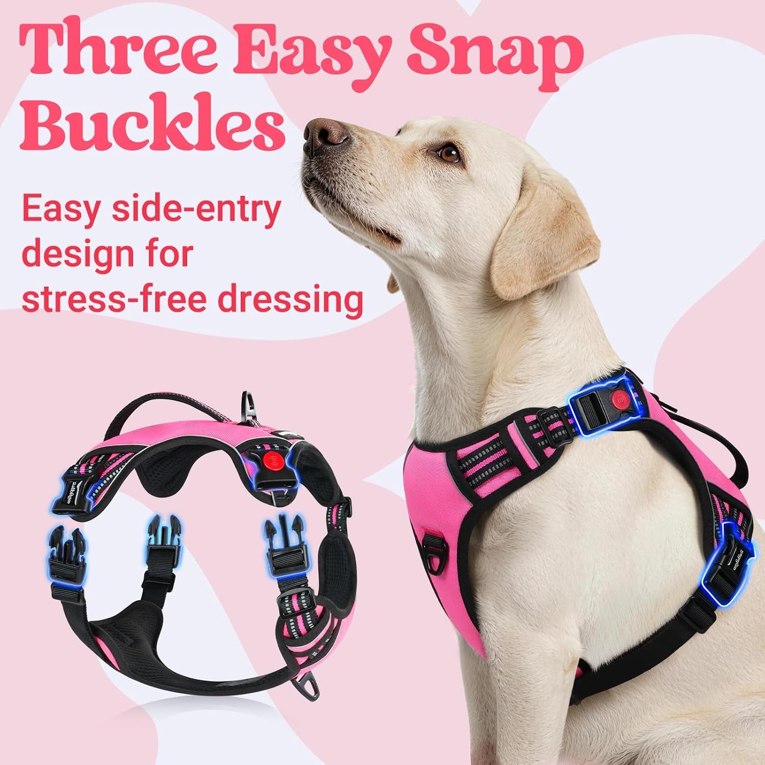 rabbitgoo-large-dog-harness-easy-wear-with-3-buckles-and-lift-handle-no-pull-with-front-clip-for-walking-adjustable-soft-padded-reflective-easy-control-pink-large