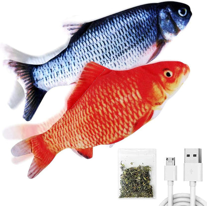 TOOGE 2 Pack 9" Floppy Fish Cat Toys with Silvervine and Catnip for Indoor Cats for Small Dogs Interactive Automatic Flopping Fish Cat Kicker Toys for Cats Puppy Small Dog7