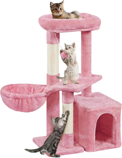 Yaheetech 34.5In Scratching Post, Cat Scratchers for Indoor Cats and Kittens, Multifunctional Activity Post W/Sisal Rope＆Dangling Ball＆Large Condo, Dark Gray13