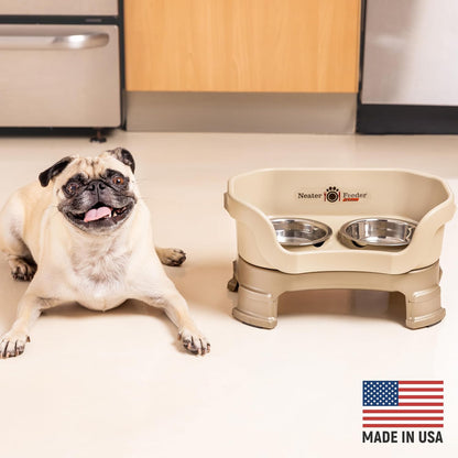 Neater Feeder Deluxe Mess-Proof Elevated Dog Bowls for Small Dogs (Up to 19 Lbs), 2 Height Adjustable (6” & 7.5”) No-Spill Raised Dog Bowl Stand, Stainless Steel Food Bowl Set, Made in USA, Cappuccino4