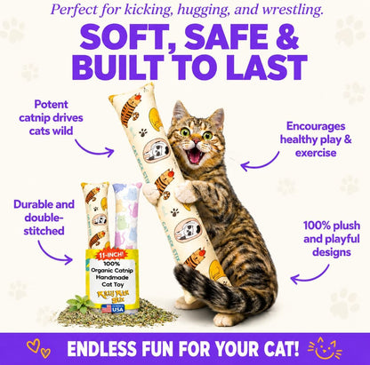 Kitty Kick Stix Set of 2 (11") - Durable Kicker Cat Toy - Catnip Kicker for Cats & Kittens - Interactive Toys for Cats - Cat Kick Stick - 100% Potent Organic Catnip for Indoor Cats7