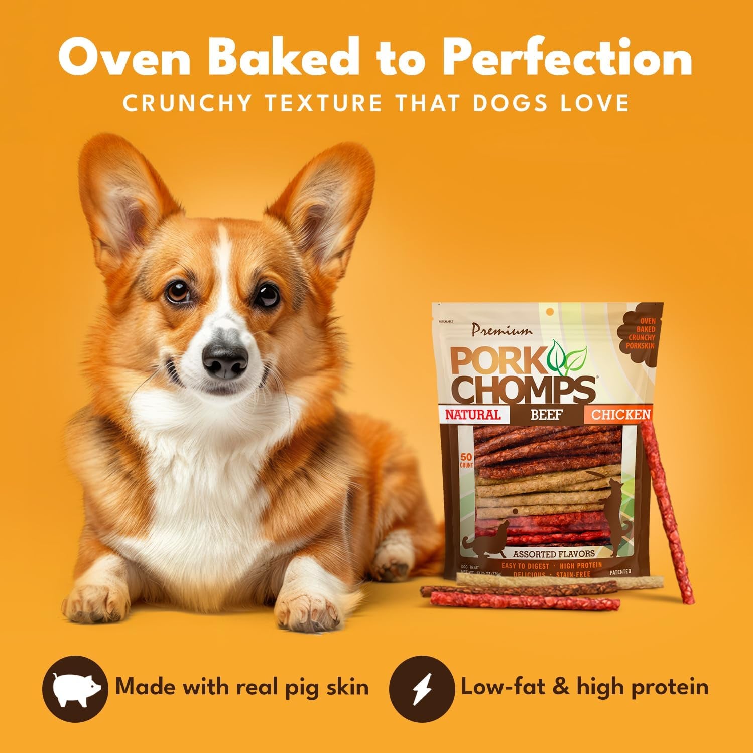 pork-chomps-dog-chews-5-in-munchy-sticks-assorted-flavors-50-count-oven-baked-from-real-pork-skin-a-rawhide-free-chew-thats-low-in-fat-high-in-protein-and-easy-to-digest