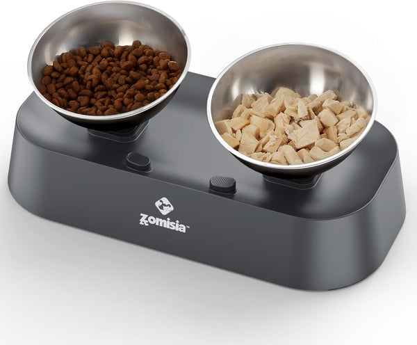 ZOMISIA Raised Cat Food and Water Bowls with 3 Height for Indoor Cats, 15° Tilted in Both Ways Elevated Base anti Vomiting Cat Dishes, anti Spill for Puppies1