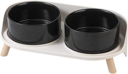 Elevated Ceramic Dog Bowl Set - Double Dog Feeding Bowls with Stand Splash Proof - Raised Dishes for Food and Water - Ideal for Small to Medium Dogs - 2 X 720 Ml - 11.3 Oz - White13