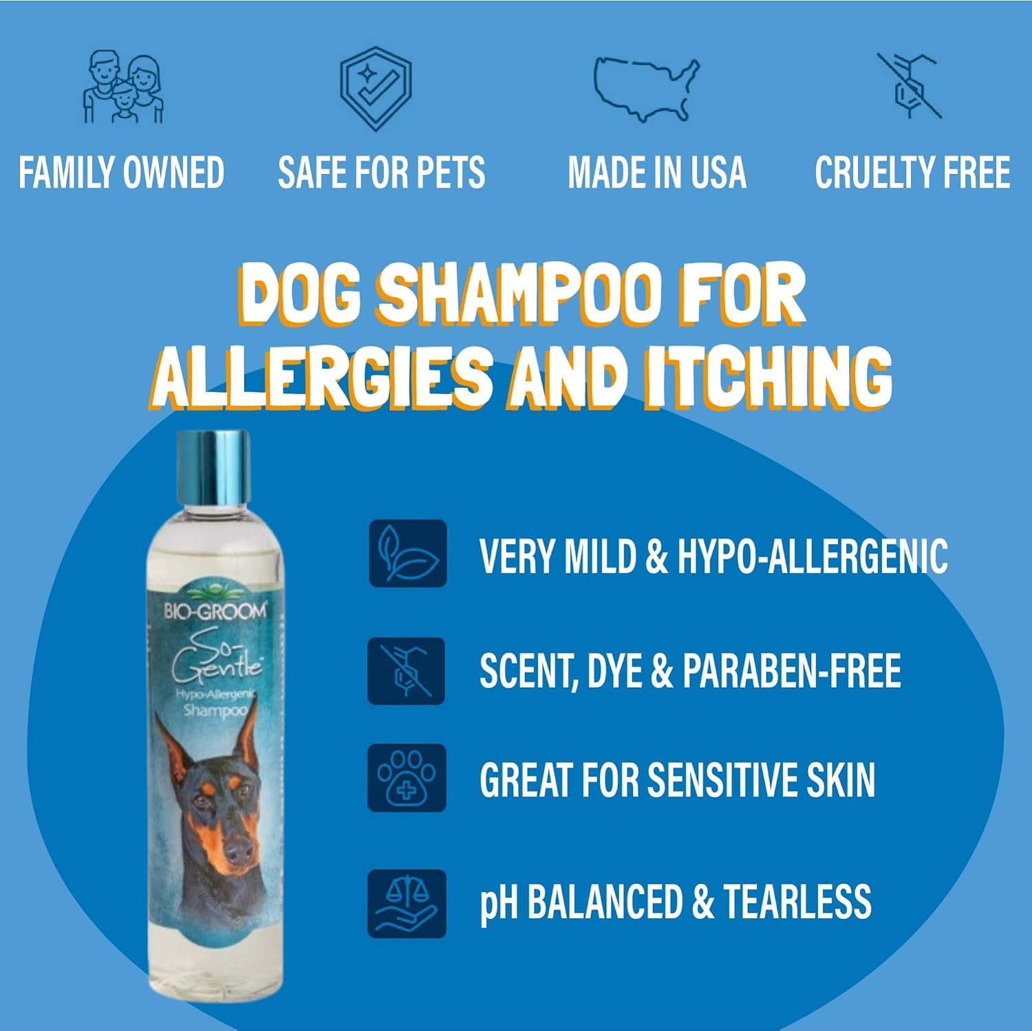 bio-groom-so-gentle-hypoallergenic-dog-shampoo-tearless-cat-dog-bathing-supplies-puppy-shampoo-for-gentle-skin-cruelty-free-made-in-usa-tear-free-dog-products-1-gallon