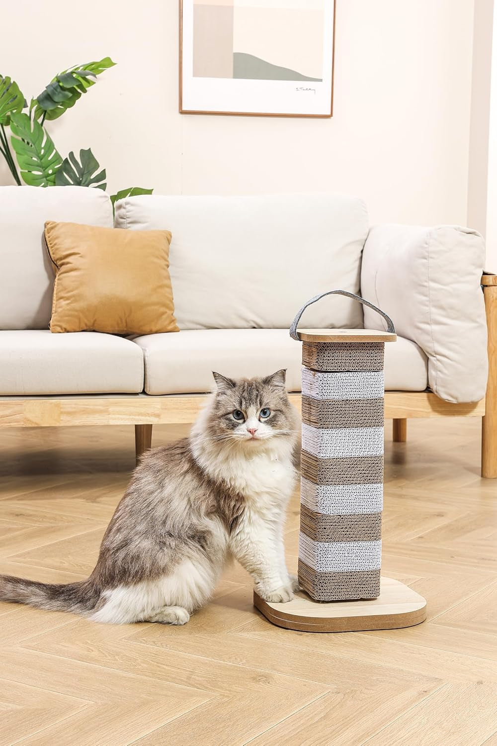 cat-scratching-post-for-indoor-cats-23-6-inch-tall-cardboard-cat-scratcher-pad-for-kittens-cats-multi-surface-scratching-board-easy-assembly-protects-furniture