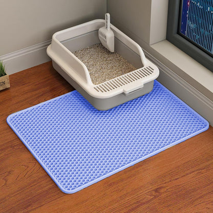 HCY&WLD Cat Litter Mat, 45X26/35X24/30X22/24X18 Inch Double Layer Cat Litter Box Mat, EVA Non-Slip, Waterproof Urine Proof Cat Litter Catcher Mat, Easy Clean Scatter Control (35X24 Inch, Khaki)8