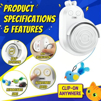 Interactive Cat Toys for Indoor Cats - Automatic Flying Bird Feather & Mouse Wand Enrichment Toy, Hands-Free or Handheld Usb-Rechargeable Safe Play Chase Exercise for Bored Kittens and Adult Cats5