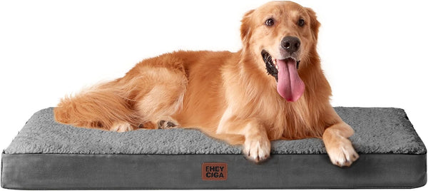EHEYCIGA Orthopedic Dog Bed Large with Removable Washable Cover,Grey,41X27 | Egg Crate Foam Support,Durable Oxford Fabric,Non-Slip Bottom,Machine Washable,Soft Waterproof Plush Pet Bed Mat for Crate1