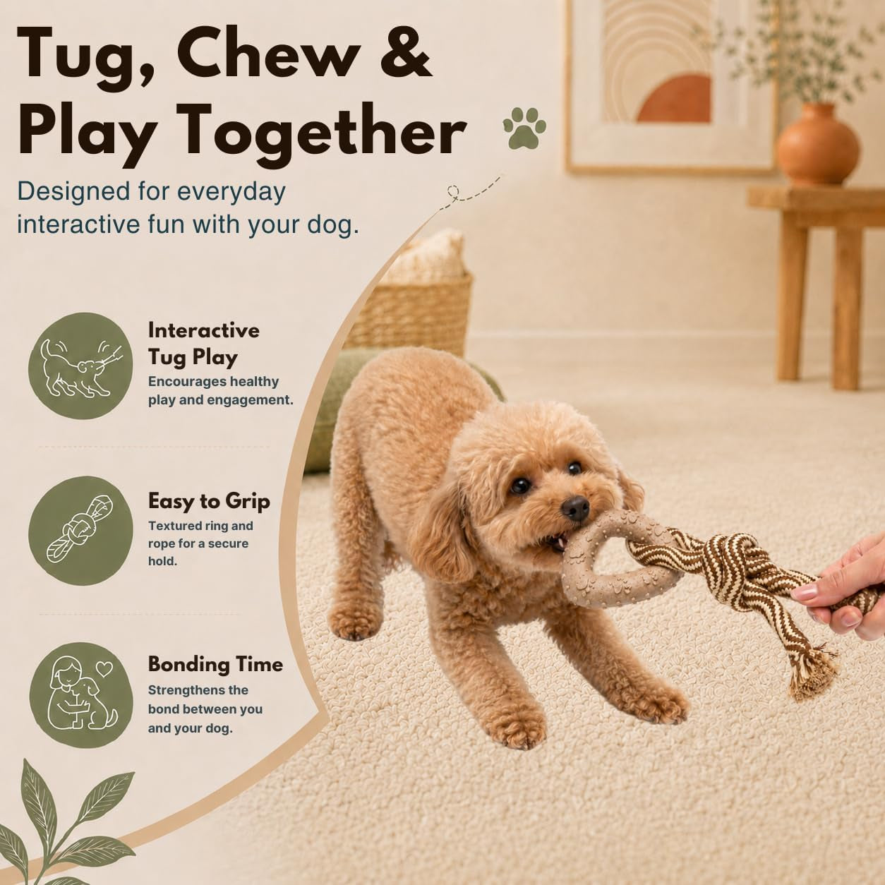 small-dog-toy-puppy-teething-toy-solid-non-toxic-tpr-triangle-ring-natural-cotton-rope-lightweight-2-6-oz-design-for-indoor-play-oral-care-habits-boredom-relief-sand-brown