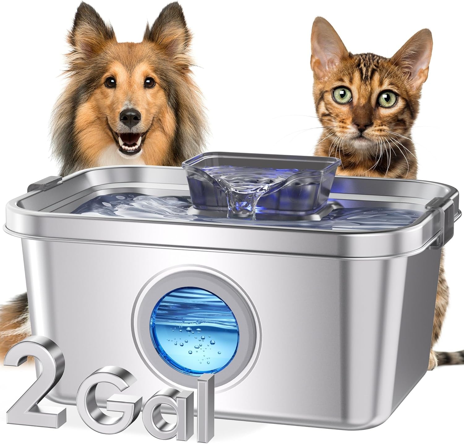 petimi-dog-water-fountain-2-gallon-304-stainless-steel-large-pet-water-fountain-for-dogs-cats-ultra-quiet-indoor-pet-fountain-safety-lock-3-replacement-filters-included-smart-pump-protection
