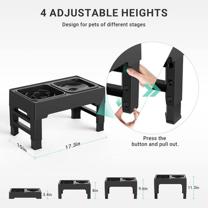 Elevated Dog Bowls, 2-In-1 Raised Slow Feeder Dog Bowls Stand with anti Spill Non-Skid No Shaking Water Bowl 4 Height for Large Medium Dogs[Upgrade Version]5