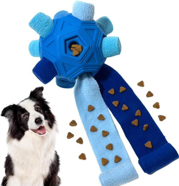 Snuffle Ball for Dog Toys Unbreakable Upgrade Ball Interactive Toy Foraging Snuffle Mat Puppy Treat Dispenser Slow Feeder Dog Puzzle Toys for Small, Medium, Large Pets (Blue)1