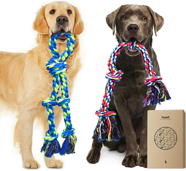 Feeko Heavy Duty Dog Rope Toys for Large Breed Aggressive Chewers, 2 Pack Indestructible Teeth Cleaning Tug of War Toy1