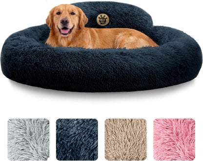 Petjett Calming Dog Bed Medium Size Dog - 30'' Donut Bed, Washable Dog Bed, Anti-Slip & Super Soft Fluffy Plush round Dog Bed, Anti-Anxiety Premium Comfort Pet Bed, Fits Dogs Upto 45 Lbs - Dark Grey22