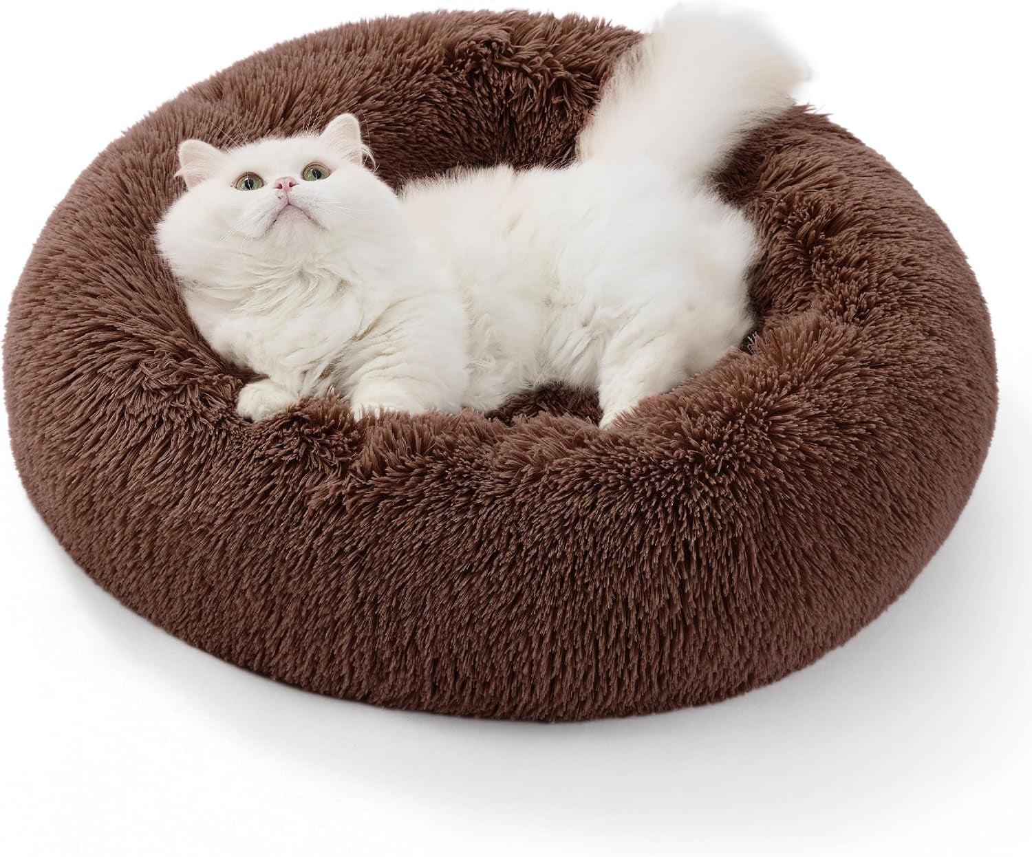 bedsure-donut-cat-bed-washable-round-anti-anxiety-kitten-puppy-bed-20x20in-cat-beds-for-indoor-cats-calming-pet-bed-soft-fluffy-plush-comfy-cuddler-anti-slip-bottom-basic-version-brown
