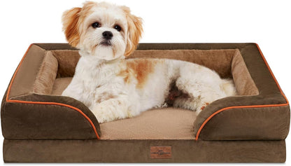 Comfort Expression Orthopedic Dog Bed for Extra Large Dogs with Bolster | Waterproof Dog Couch Bed with Washable Cover & Non-Slip Bottom, Supportive Egg Crate Foam XL Pet Bed, 42X30 Inch80