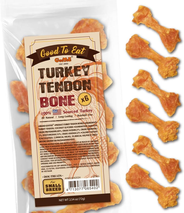 Gootoe Turkey Tendons, Dog Treats for Small Breeds, Bone (S), 6 Counts1
