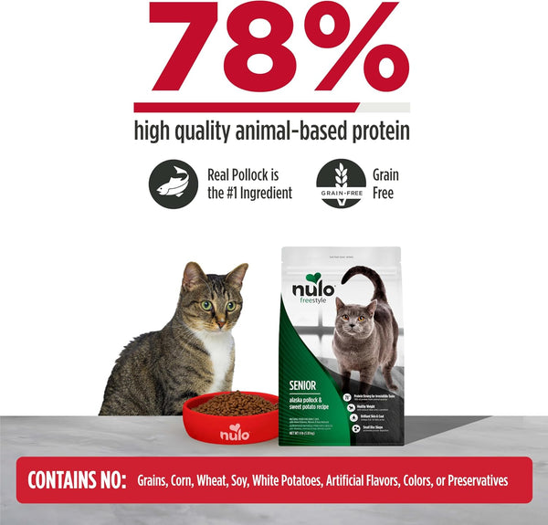 Nulo Freestyle Senior Dry Cat Food - Alaska Pollock & Sweet Potato, High Protein, Natural Grain Free Cat Food with Probiotics and L-Carnitine, 4Lb Bag2