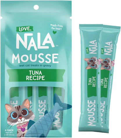 LOVE, NALA - Natural Lickable Cat Squeeze up Treat,Topper - Variety Pack Mousse - Wet Food Cat Puree - Grain Free, Non-Gmo, Minerals, Vitamins - 24 Pack 12 Oz.12