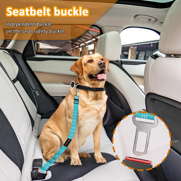Removable Dog Seat Belt Harness for Car, 3 in 1 Pet Dog Car Seatbelt Leash, Retractable Restraint Secures to Vehicle Headrest & Adjustable Reflective Bungee Dog Seatbelt Tether, Blue and Black | Retractable Headrest-Mounted,Restraint & Adjustable Reflective Bungee Dog Seatbelt Tether,Blue and Black2