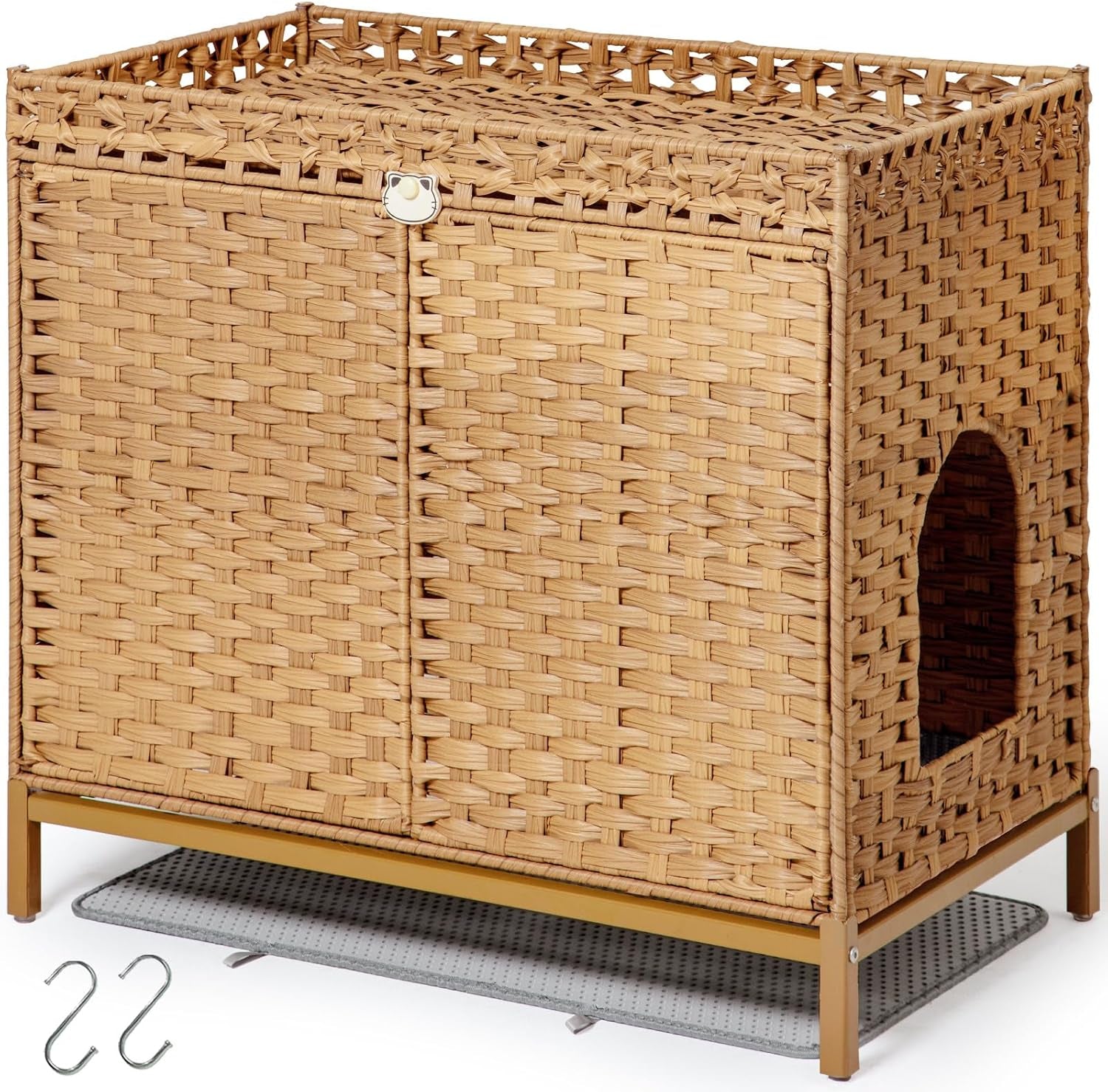 setvson-cat-litter-box-enclosure-furniture-rattan-pe-kitty-house-natural-handwoven-pe-rattan-with-2-soft-mats-heightened-metal-feet-2-s-hooks-30-3-x-18-3-x-28-in-spacious-interior-kitty-cabinet