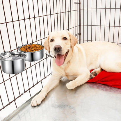 Dog Crate Water Bowl, 2 Pcs Stainless Steel Large Dog Bowls 40Oz & 60Oz, Durable Anti-Spill Pet Metal Bowls for Cage Kennel Crate, Hanging Water/Food Bowl for Medium & Large Dogs7