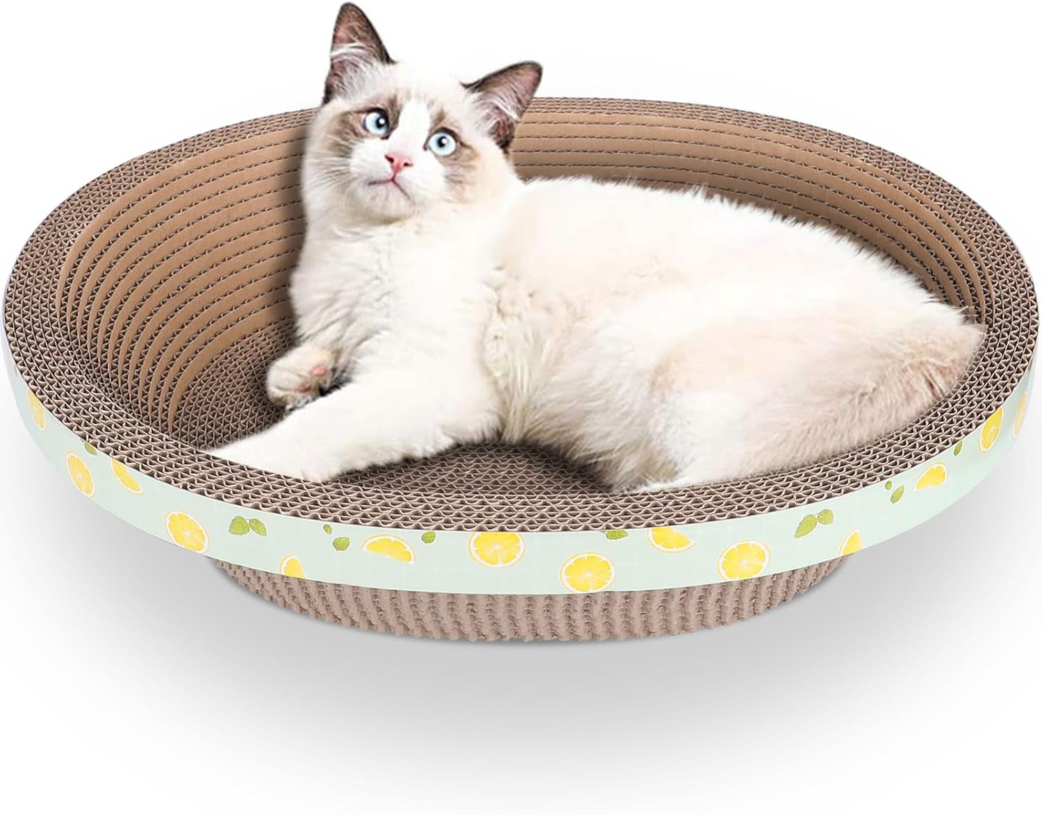 oval-cat-cardboard-scratcher-with-lounger-bed-high-density-kitty-cat-scratching-pad-for-indoor-cats-grinding-claws-ergonomic-curved-furniture-couch-cat-scratch-protector-17-3-13-6-4-5