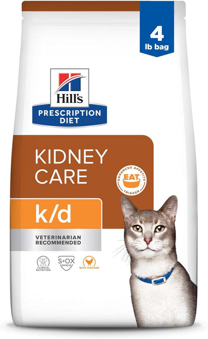 Hill'S Prescription Diet K/D Kidney Care Dry Cat Food, Ocean Fish, 4 Lb. Bag16