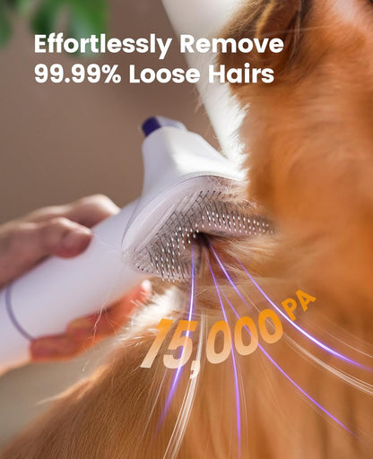 Oneisall Dog Hair Vacuum Shedding Grooming Brush Kits for Pet Thick Coats | 15000Pa,3 Suction Low Noise,1.5L Dust Cup,5 in 1 Kits(Grooming/Deshedding/Cleaning Brush,Remover Roller,Crevice Tool), LM53