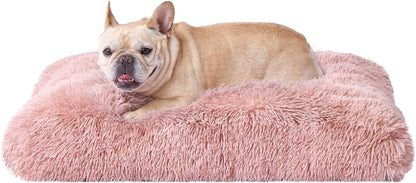 EHEYCIGA Fluffy Dog Crate Bed for Extra Large Dogs, Plush Faux Fur Pad, Calming anti Anxiety XL Bed for Crate, Washable Soft Warm Dog Mat with Non-Slip Bottom, Grey39