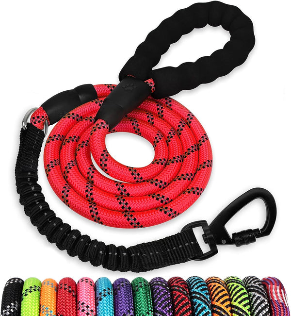 Long Dog Leash 15 FT: Heavy Duty Rope Leashes for Dogs Training with Swivel Lockable Hook Reflective Threads Bungee and Padded Handle - Dog Lead for Large Small Medium Dogs outside Walking Hiking37