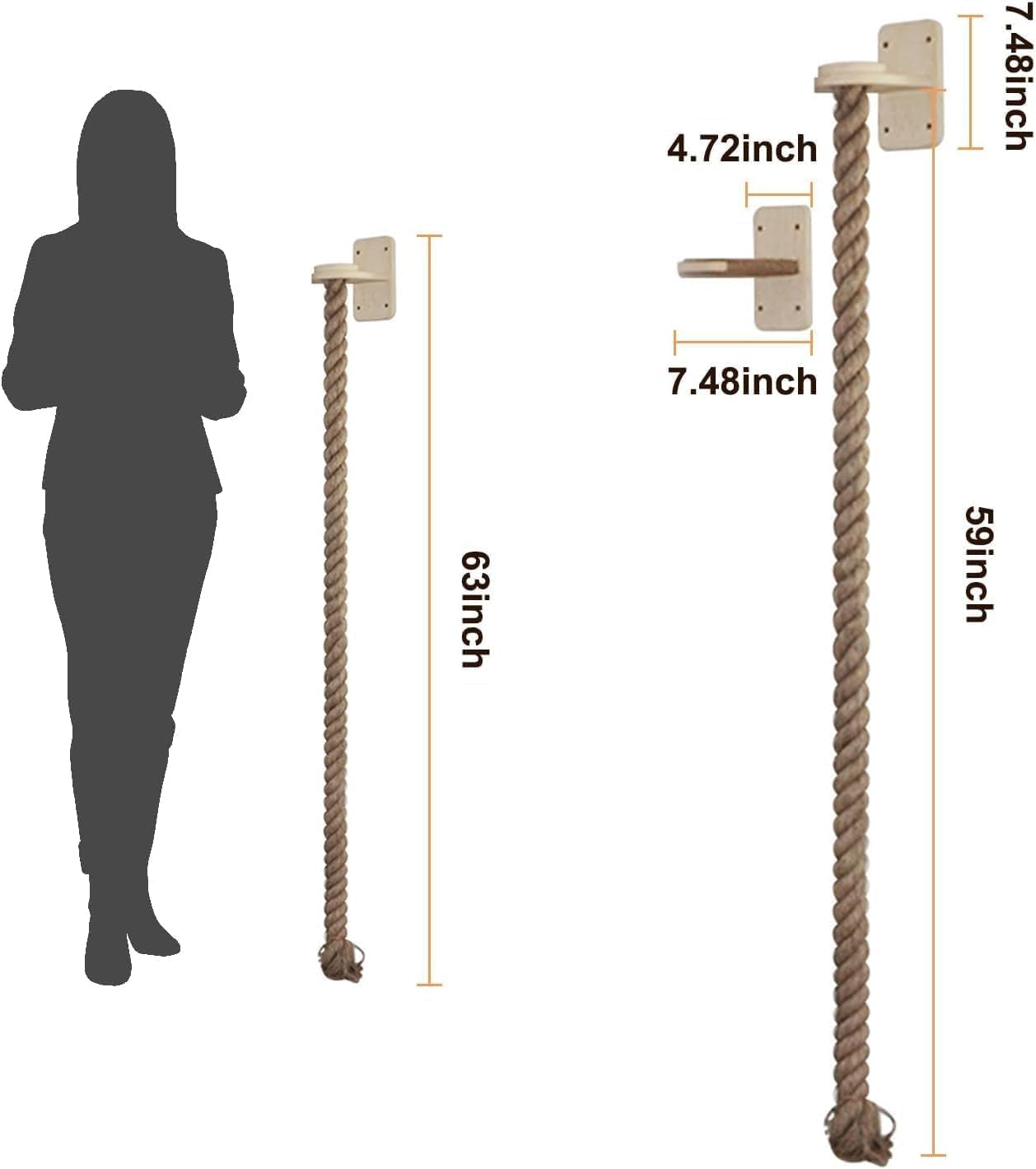 cat-scratching-post-wall-mounted-climbing-rope-set-double-platform-sisal-rope-space-saving-easy-install-multi-level-cat-playground-light-brown