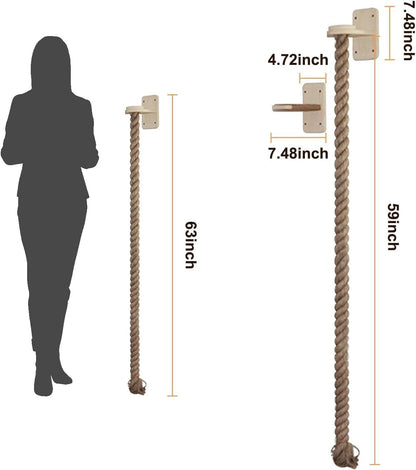 Cat Scratching Post Wall Mounted Climbing Rope Set – Double Platform, Sisal Rope, Space Saving, Easy Install, Multi-Level Cat Playground (Light Brown)2