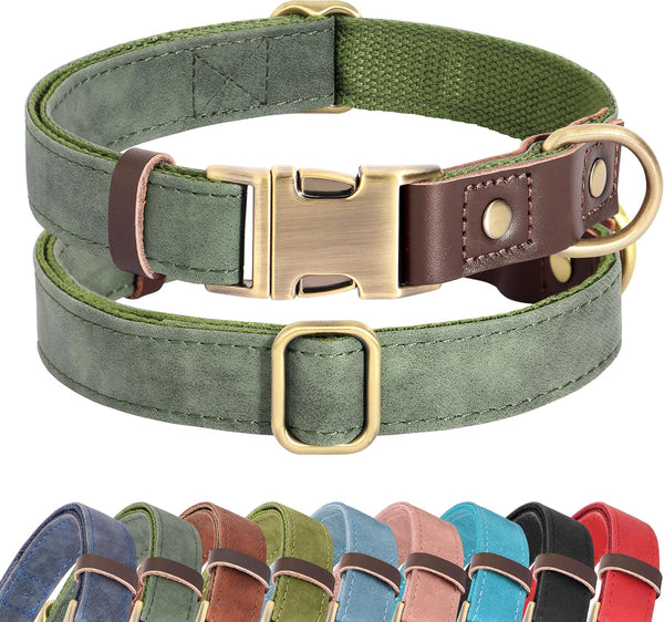 Didog PU Leather Dog Collar for Small Dogs Puppy, Soft Lining, Green S | All-Day Comfort for Daily Walks and Backyard Play, Quick Release Metal Buckle for Easy on & Off, D-Ring for Leash, Easy Clean1