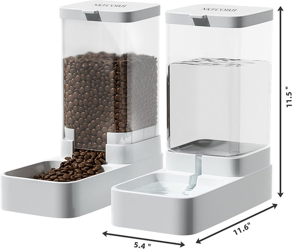 NKECOBJI Gravity Pet Feeder and Water Dispenser Set, Automatic Dog Feeder and Dog Water Dispenser for Dogs Cats Pets Animals Large Capacity(3.8L)4