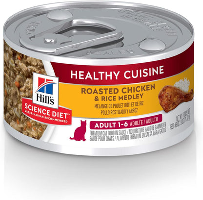 Hill'S Science Diet Adult 1-6 Healthy Cuisine Wet Cat Food | #1 Veterinarian Recommended, Roasted Chicken & Rice, 2.8 Oz. Cans, 24-Pack1