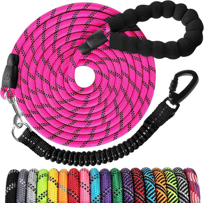Long Dog Leash 15 FT: Heavy Duty Rope Leashes for Dogs Training with Swivel Lockable Hook Reflective Threads Bungee and Padded Handle - Dog Lead for Large Small Medium Dogs outside Walking Hiking19