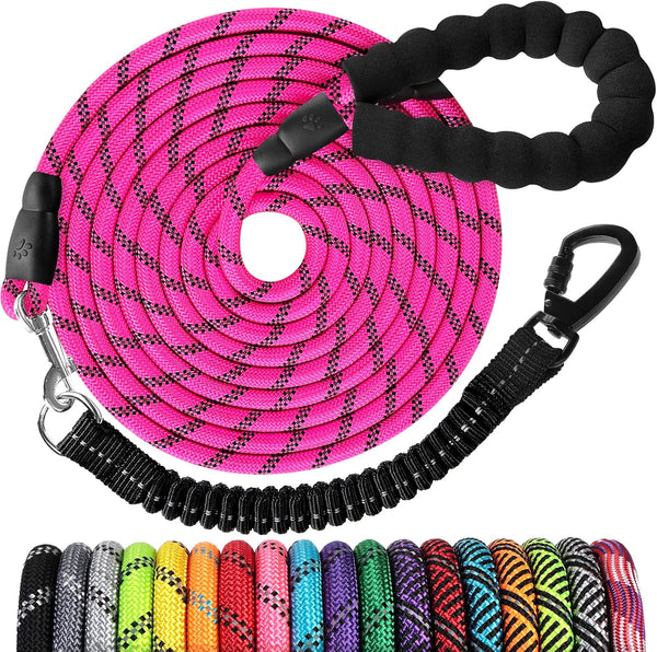Long Dog Leash 15 FT: Heavy Duty Rope Leashes for Dogs Training with Swivel Lockable Hook Reflective Threads Bungee and Padded Handle - Dog Lead for Large Small Medium Dogs outside Walking Hiking19