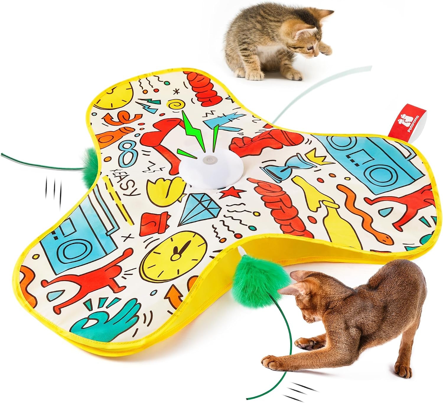 potaroma-hide-and-seek-interactive-cat-toys-moving-concealed-wand-feather-automatic-chargeable-indoor-kitten-exercise-kicker-mouse-squeaky-floral-cover