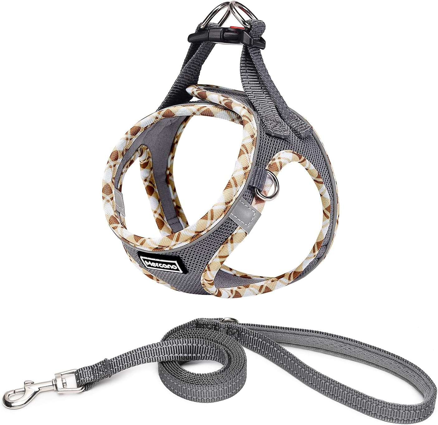 mercano-soft-mesh-dog-harness-and-leash-set-step-in-reflective-breathable-lightweight-vest-harnesses-with-safety-buckle-for-small-dogs-cats-pink-s