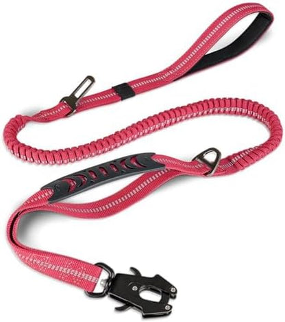 Joytale Tactical Bungee Dog Leash, Shock Absorbing No Pull, Coyote Brown | for Large Dogs That Pull, 2 Padded Handles for Control, Car Seatbelt Clip, Reflective for Night Safety, Metal Frog Clip8