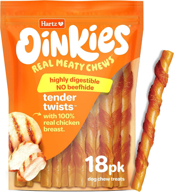 Oinkies Tender Twists Rawhide‑Free Dog Chews, 36 Count10