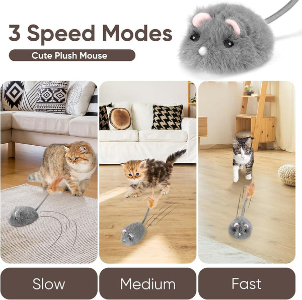 Pawingcat Remote Control Cat Toy Rechargeable Cat Mouse Toy Automatic Interactive Cat Toys for Indoor Cats Toy with 3-Speed Adjustment and 4 Directions2